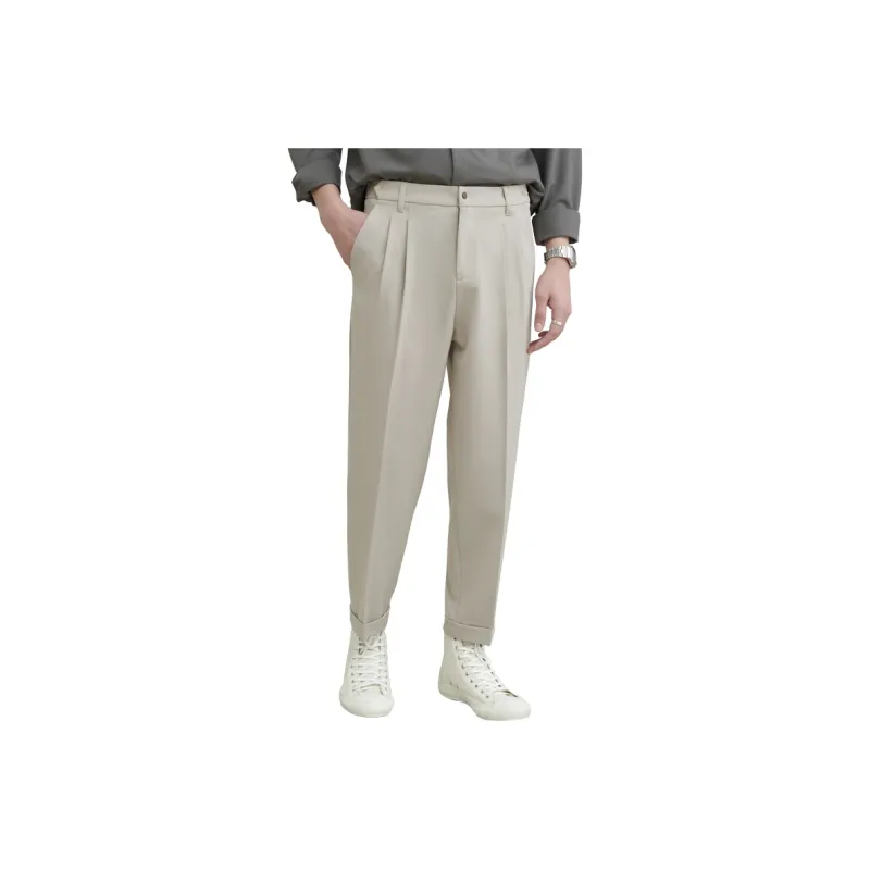 A.B.X Hidden Four Button Elastic Waistband Casual Pants Men's-6
