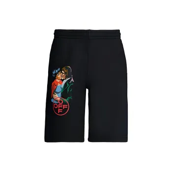 OFF WHITE Slim Fit 'Kiss' Graphic Print Shorts