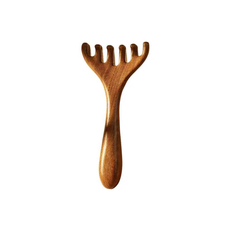 Gentle Welcome Sandalwood Antler Rake With Large Tooth Width Comb Massage-0