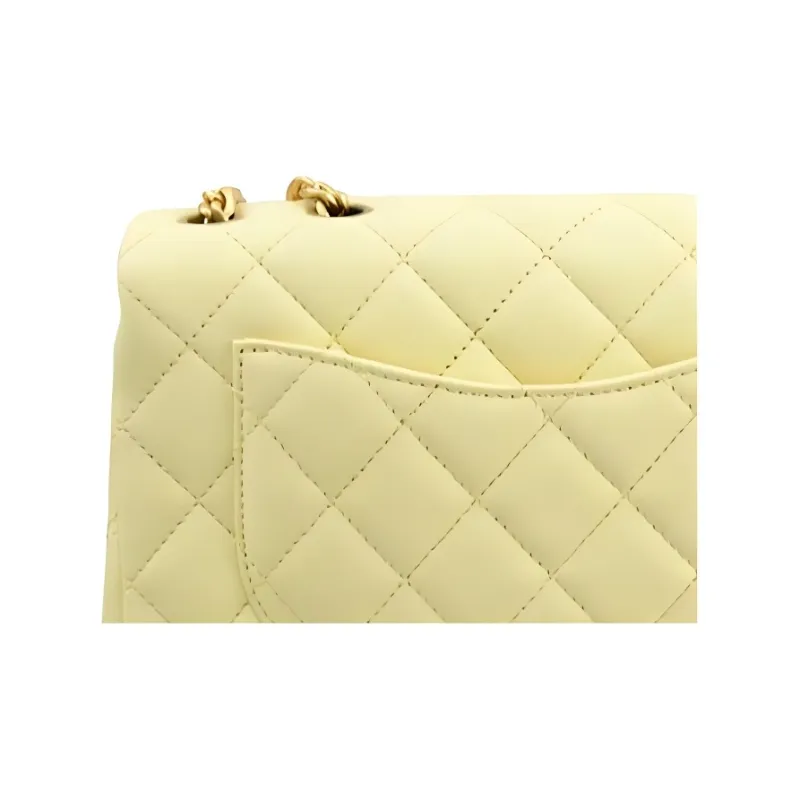 CHANEL Sheepskin Chain Bag, Shoulder Bag, Crossbody Bag Mini Women's Yellow-3