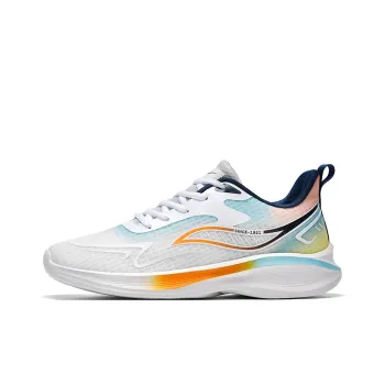 Binary Cushioning, Lightweight, Breathable, Slip Resistant Low Top Running Shoes Men's White Moon Orange