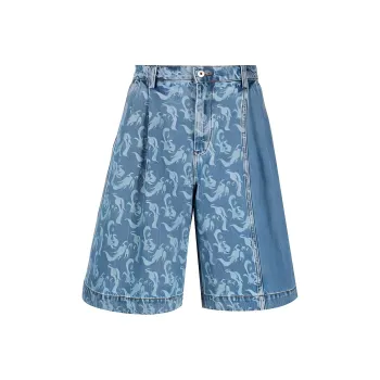 Feng Chen Wang Printed Denim Shorts