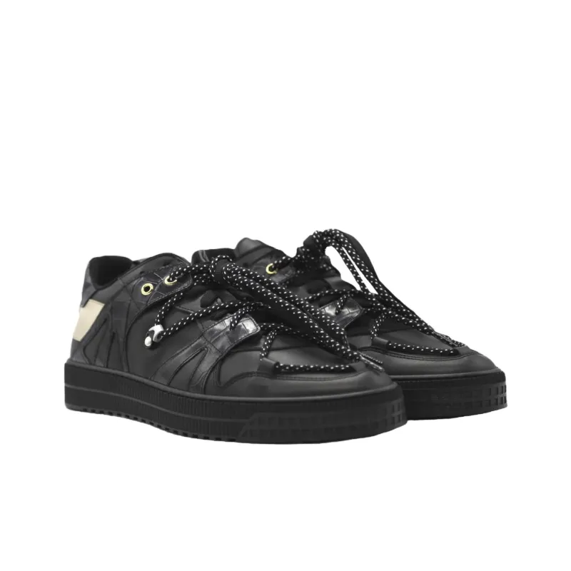 Giuliano Galiano Low Top Skateboard Shoes Men's Black Gold-2