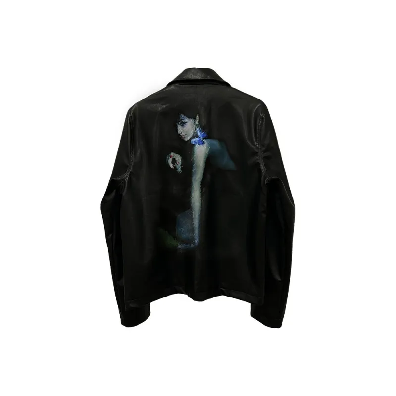 WANNA LAB Leather Jacket Unisex Black-0