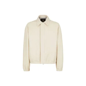 FENDI Selleria Leather Jacket Men's White
