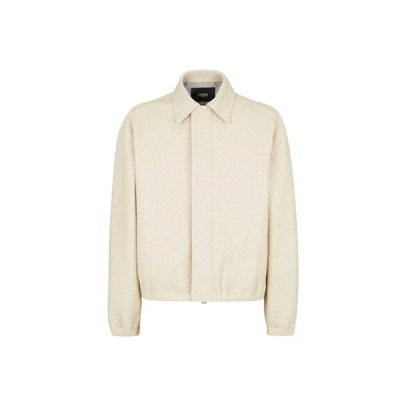 FENDI Selleria Leather Jacket Men's White-0