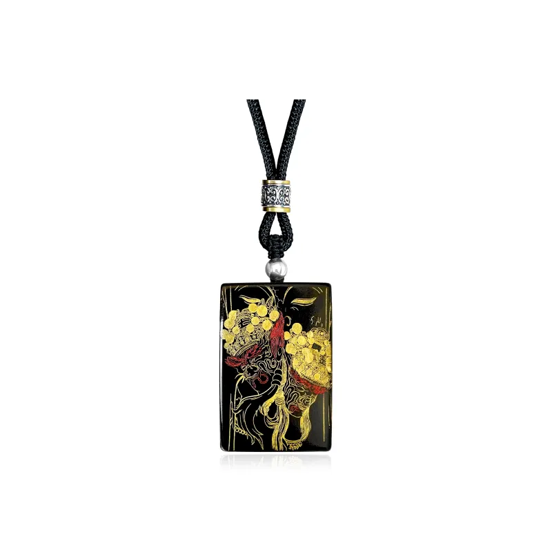 JIAOSHIYU Natural Obsidian Necklaces Unisex-0