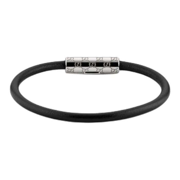 GUCCI Palladium Metal Bracelets Unisex Black-2