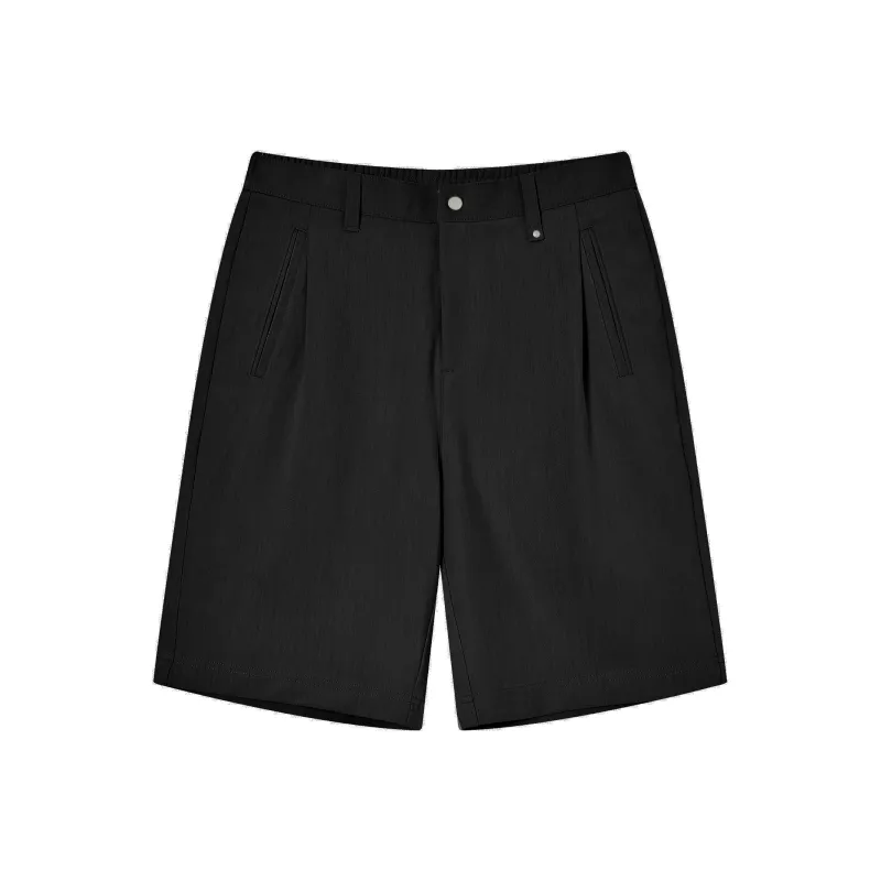 A.B.X Draped Wide Pleated Semi Elastic Waistband Comfortable Mid Length Pants Men's-7
