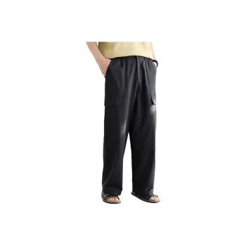 A.B.X Asymmetrical Patch Pockets On Both Sides Semi Elastic Waistband Casual Pants Men's