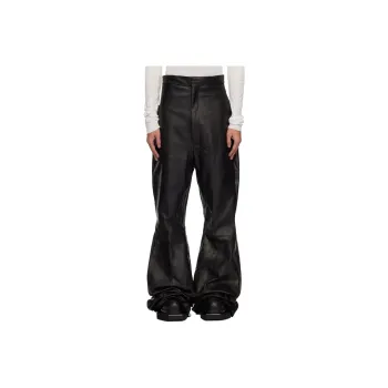 RICK OWENS/RO Leather Pants Men's Black