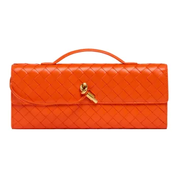 Bottega Veneta Leather Clutch Women's Orange