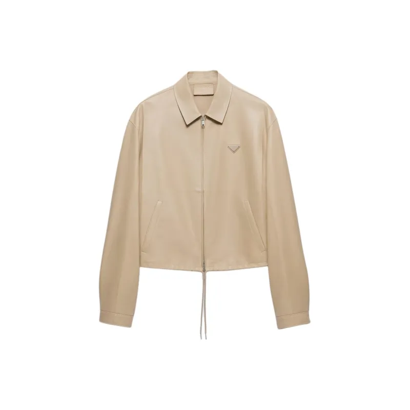 PRADA Leather Jacket Men's Sandy Beige-0
