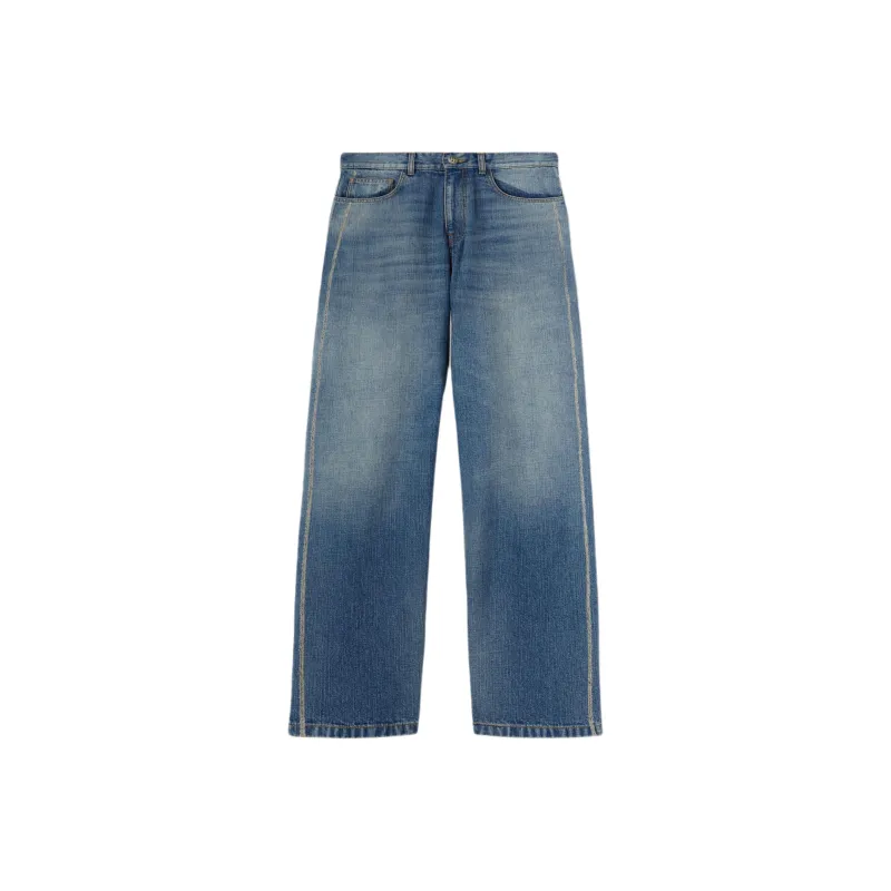 PALM ANGELS Lasered Curved Logo Jeans-0