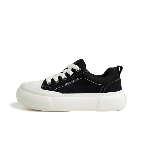 FED Height Increasing Low Top Canvas Shoes Men's Black