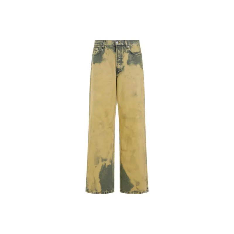 DRIES VAN NOTEN Dyed Vintage Effect Wide Leg Jeans-0