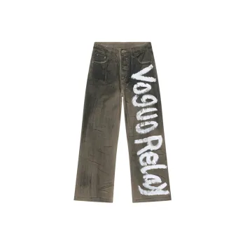 Voguo Relay Jeans Unisex Khaki With White