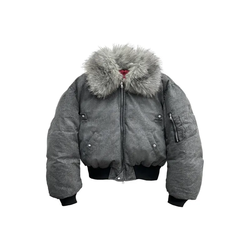 WANNA LAB Puffer Jacket Unisex Gray-0