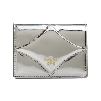 MCM Leather Wallet Small Size Women's Silver
