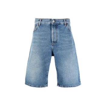 Marcelo Burlon Cross Embroidered Knee length Denim Shorts