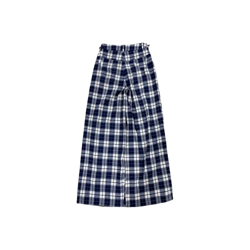 KODAKBLACK/KBLC Casual Pants Unisex Navy Blue Plaid-1