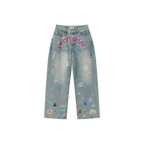 WULISHAONIAN Jeans Unisex Light Blue