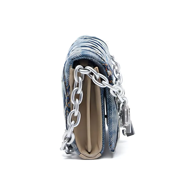 DIESEL Fabric, Synthetic Leather Hobo Bag, Crossbody Bag, Shoulder Bag Small Size Women's Denim Blue-1