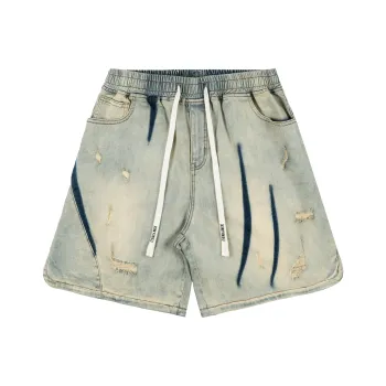 XINYINSU x P&D LIANMINGKUAN Denim Shorts Unisex Yellow Mud