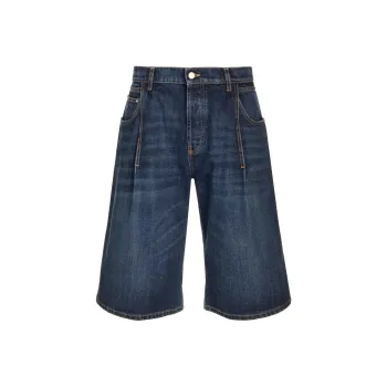 Alexander McQueen Knee Length Denim Shorts