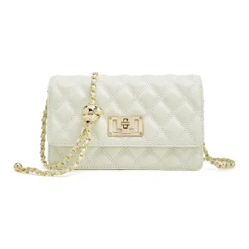 Old Man's Head Top Grain Cow Leather Crossbody Bag Women's White/Black