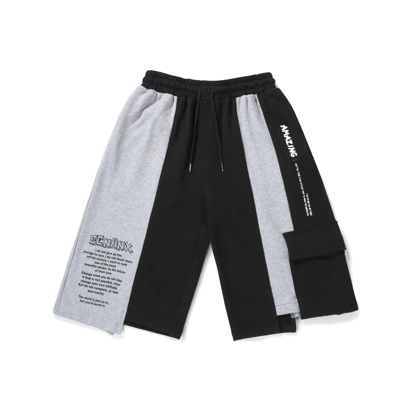 GENANX Loose Fit Shorts Unisex Black Gray Color-0