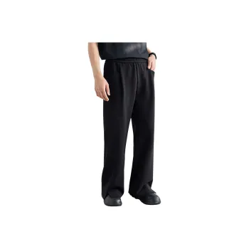 A.B.X Full Elastic Drawstring Waist Single Pleat Side Seam Front Walking Casual Sweatpants Pants Unisex