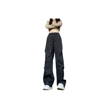 HOKLV Workwear Style Vintage Casual Pants, Wide Leg Straight Fit With A Draping Effect Unisex