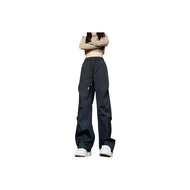 HOKLV Workwear Style Vintage Casual Pants, Wide Leg Straight Fit With A Draping Effect Unisex-16