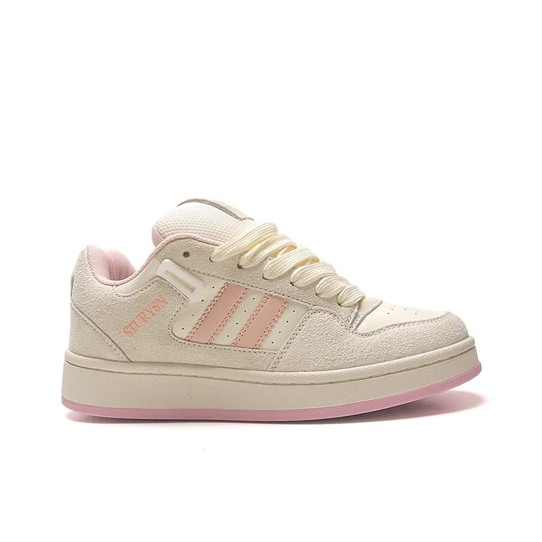 STUR YSN Wear resistant And Lightweight Low Top Skateboard Shoes Women's Gray Pink-2