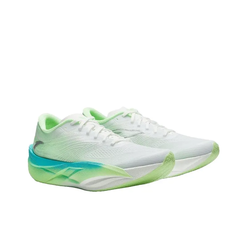 Anta C202 6.0 Cushioning, Slip Resistant, And Abrasion Resistant Low Top Carbon Plate Running Shoes Men's White Green-3