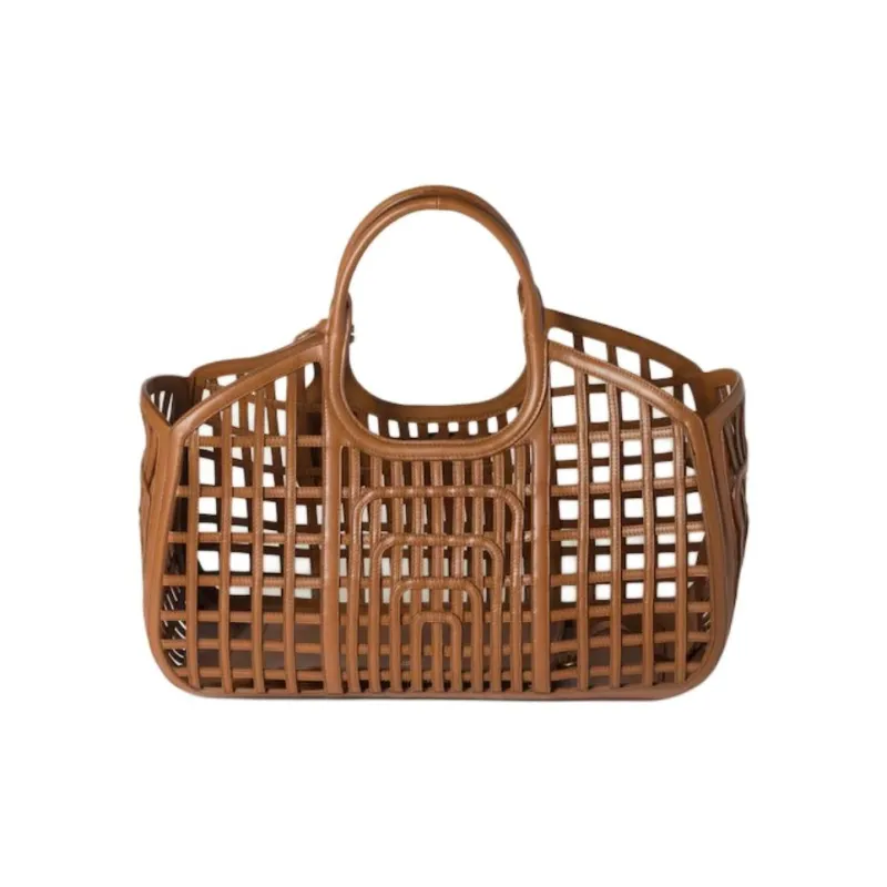 MIU MIU Cow Leather Handbag Women's Brown-2