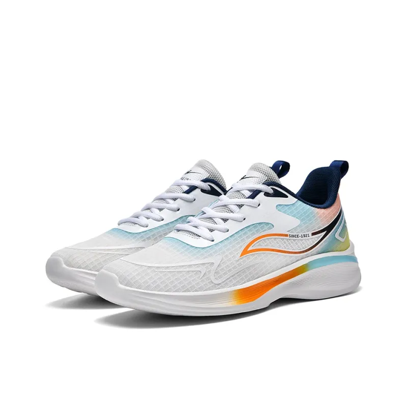Binary Cushioning, Lightweight, Breathable, Slip Resistant Low Top Running Shoes Men's White Moon Orange-2