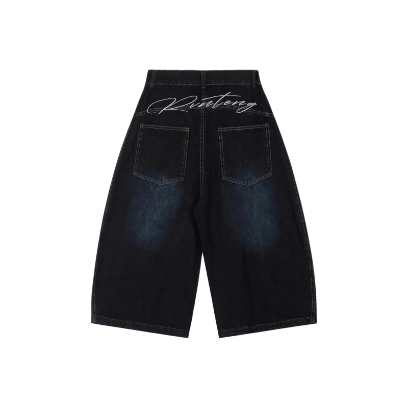 DUATOGE Denim Shorts Unisex Vintage Blue -6