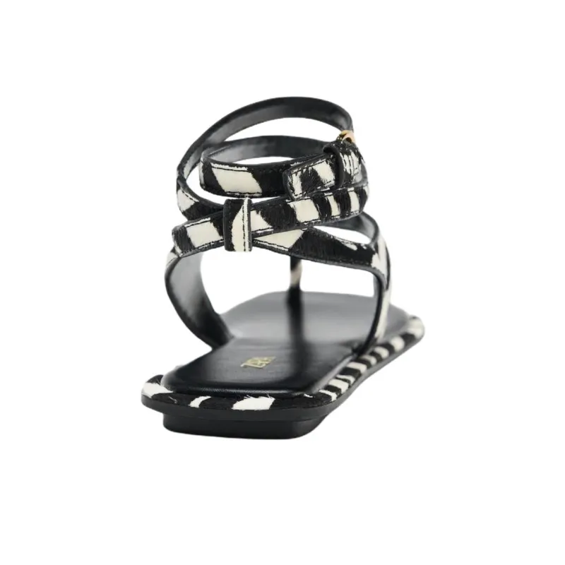 ZARA One Strap Sandals 1cm Women's Black White-3