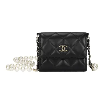CHANEL Lambskin Crossbody Bag, Shoulder Bag, Coin Purse Mini Women's Black