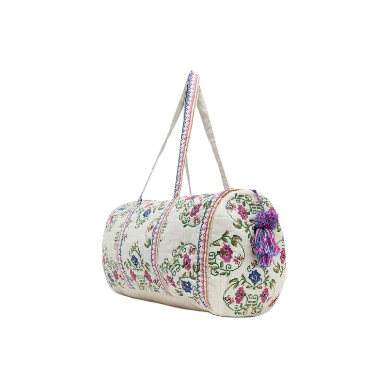 ZARA Cotton Travel Bag Women's White-1