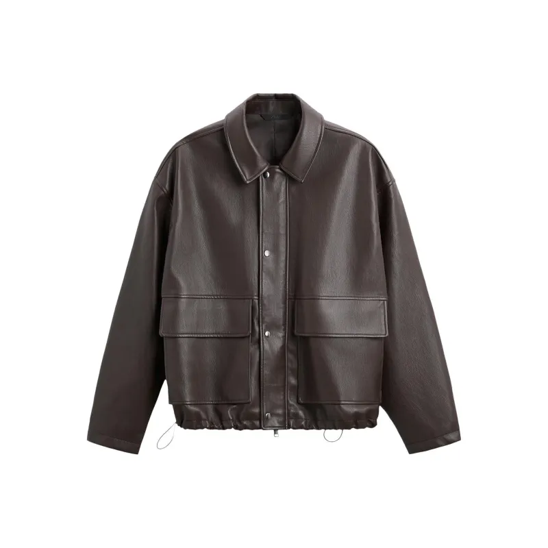 ZARA Leather Jacket Men's Brown-0