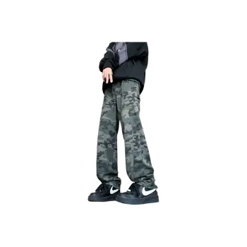 SUNSETMONENT Jeans Unisex Camouflage Army Green