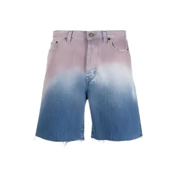 SAINT LAURENT Gradient Raw Edge Denim Shorts