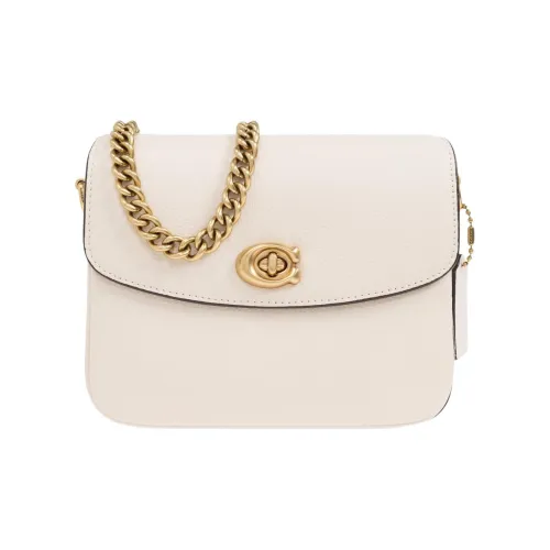 COACH Cassie Leather Shoulder Bag, Crossbody Bag Small Size Unisex Ivory
