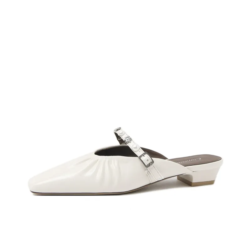 CAMEIDO Slip Resistant Closed Toe Slippers Women's Ecru-1