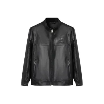 KARL LAGERFELD SS25 Leather Jacket Men's Black