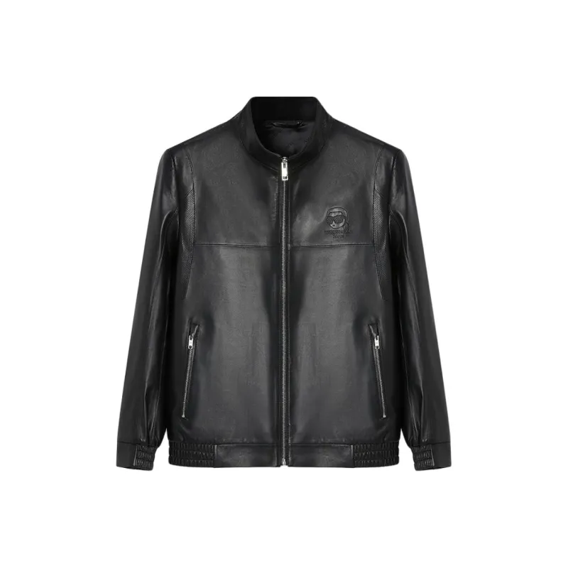 KARL LAGERFELD SS25 Leather Jacket Men's Black-0