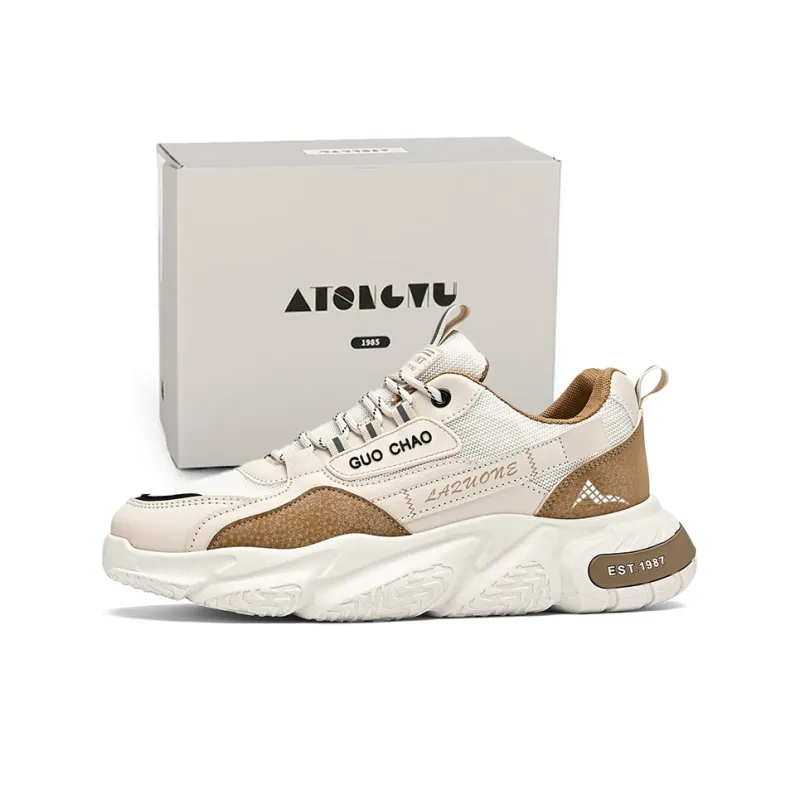 ATONGMU Cushioning, Slip Resistant, Abrasion Resistant, Height Increasing Low Top Chunky Sneakers Men's-1